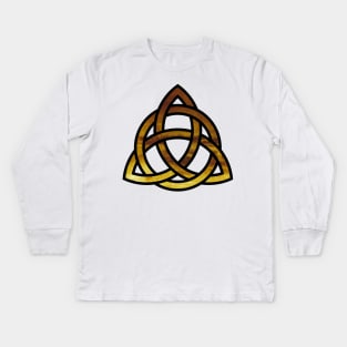 Celtic Trinity Knot Triquetra with Circle Rust/Gold Style Design Kids Long Sleeve T-Shirt